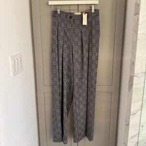 NEW Anthropologie Maeve Houndstooth Pleated Wide-Leg Trousers - Size 2